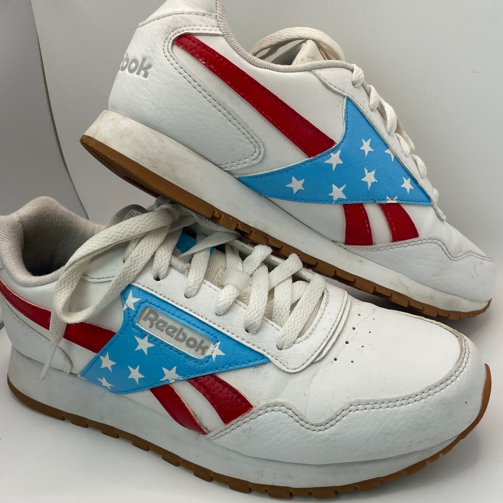 Reebok Classic RARE Womens White Red Blue Stars‎ Americana USA Sneakers Size 7